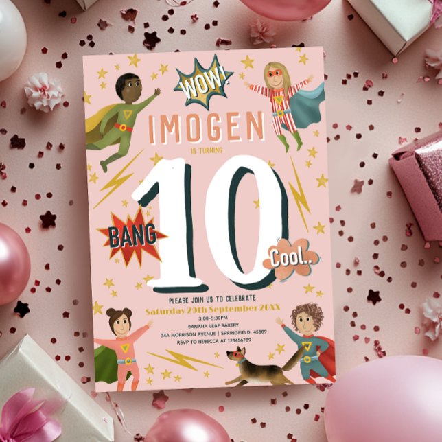 Convites Aniversário de criança de Super-Heróis de Ação Mod (Criador carregado)