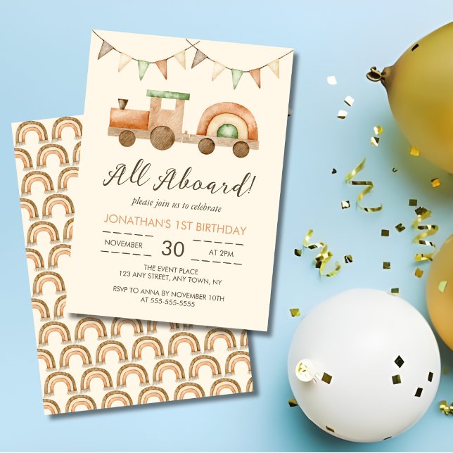 Convites Aniversário de criança de transporte de madeira Bo (Criador carregado)