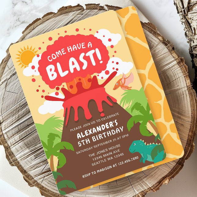 Convites Aniversário de criança de vulcão dinossauro (Criador carregado)