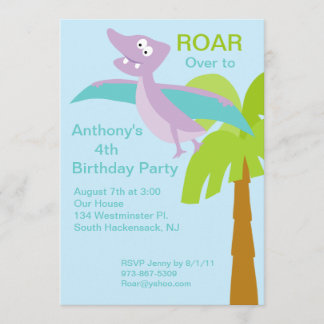 Convites Aniversário de criança DINO-Mite Pterodactilo Conv