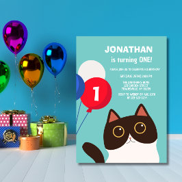 Convites Aniversário de criança do Balão do Partido Gato Ch