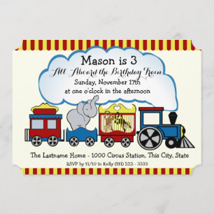 Convites Aniversário de criança do comboio de circo