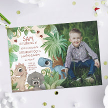 Aniversário de criança do Dinossauro Fotográfico