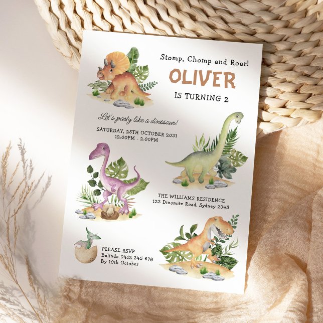 Convites Aniversário de criança do Dinossauro Moderno (Criador carregado)