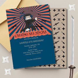 Convites Aniversário de criança do Guerreiro Ninja Cute