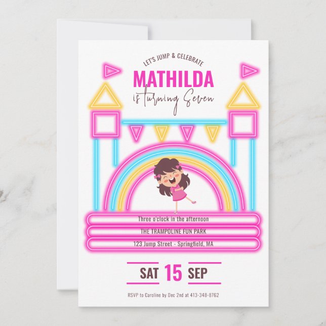 Convites Aniversário de criança do Partido de Trampoline do (Frente)
