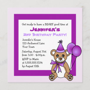 Convites Aniversário de criança do Tema do Urso de Teddy