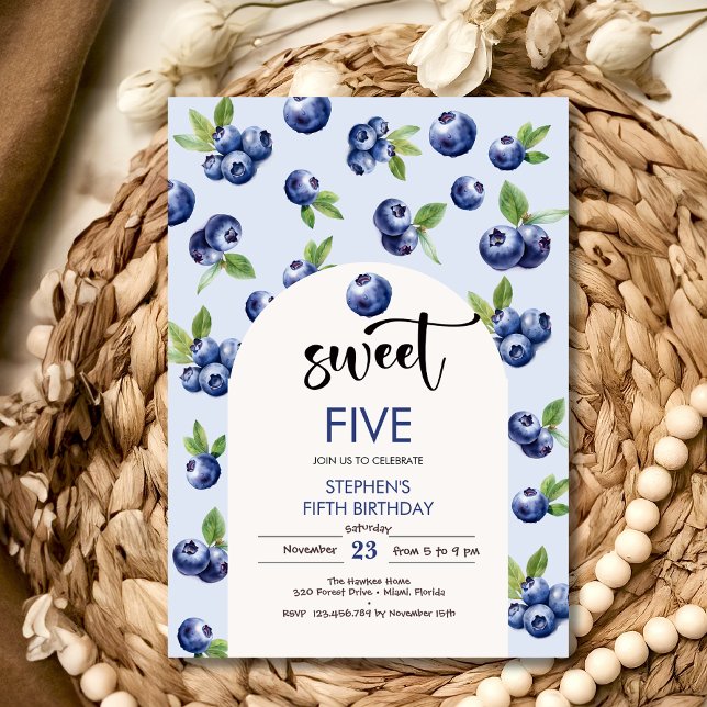 Convites Aniversário de criança doce de mirtilo (Criador carregado)