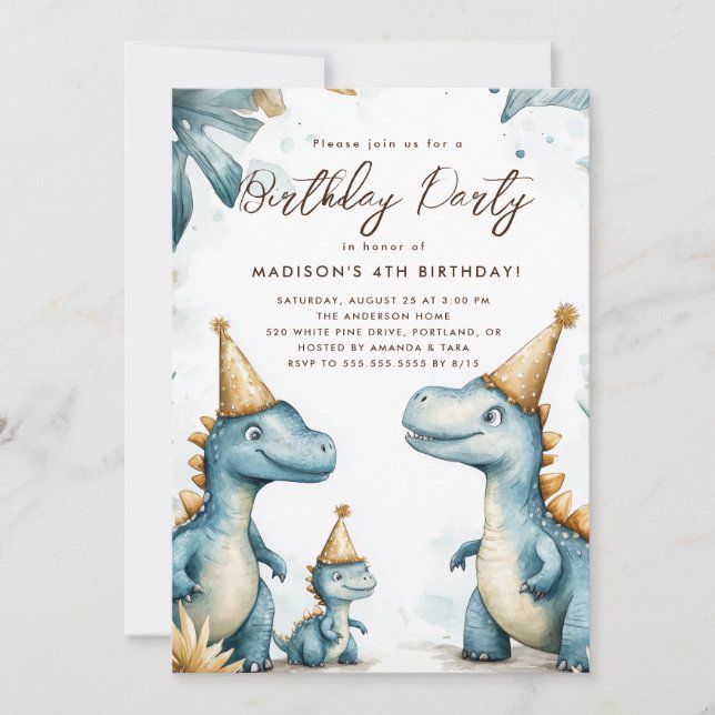 Convites Aniversário de criança dos dinossauros (Frente)