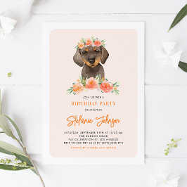 Convites Aniversário de criança Floral de Dachshund Cura de