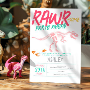 Convites Aniversário de criança Fóssil Dig Dig Dinossauro R