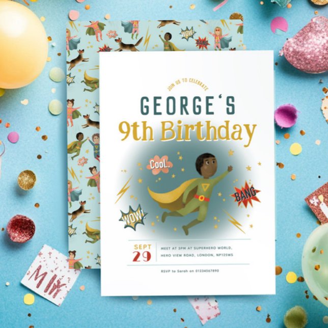 Convites Aniversário de criança Legal de quadrinhos super-h (Criador carregado)