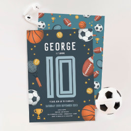 Convites Aniversário de criança moderno de esportes azuis