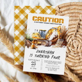 Convites Aniversário de criança Moderno do Digger de Tema d
