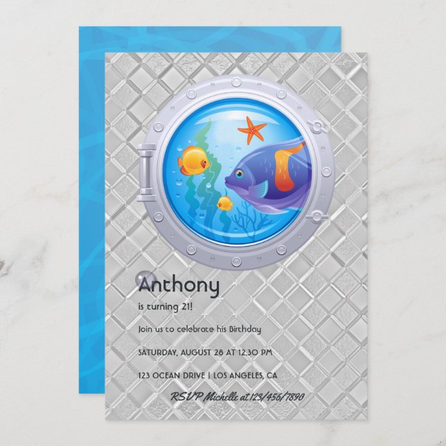 Convites Aniversário de criança náutico (Frente/Verso)