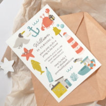 Aniversário de criança náutico. Animais das praias