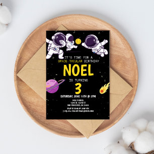 Convites Aniversário de criança Negro Moderno Astronauta