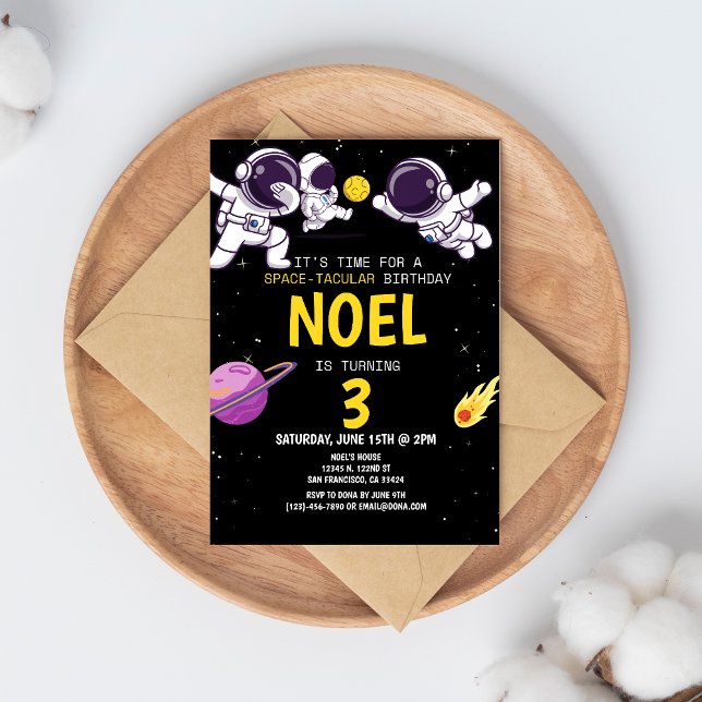 Convites Aniversário de criança Negro Moderno Astronauta (awesome birthday with awesome space theme)