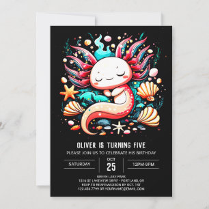 Convites Aniversário de criança Oceano Axolotl