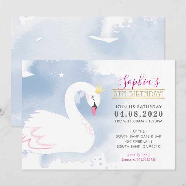 Convites ANIVERSÁRIO DE CRIANÇA PARTIDO bonito princesa do  (Frente/Verso)