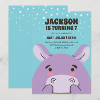 Aniversário de criança Safari Cute Hippo