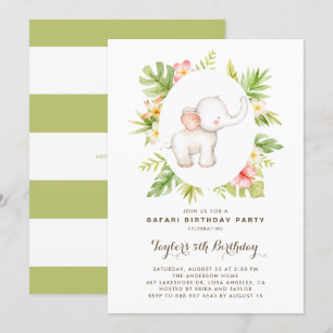 Convites Aniversário de criança Safari de Elephant Safari