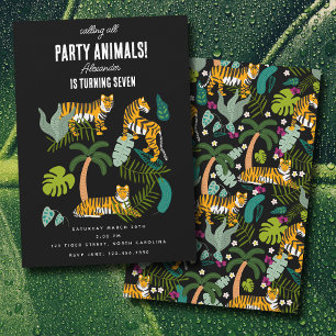 Convites Aniversário de criança Safari Preto da Selva Negro