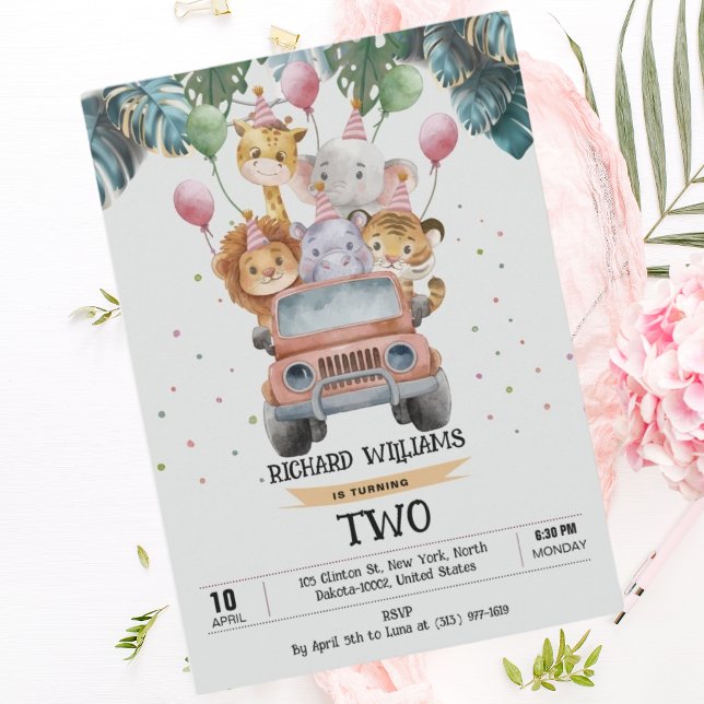 Convites Aniversário de criança Selvagem de Animais Selvage (Criador carregado)