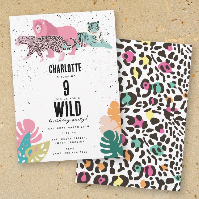 Convites Aniversário de criança Selvagem de Festas de anive (Wild Birthday Party Jungle Animals Kids Birthday Invitation)