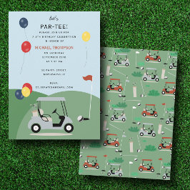 Convites Aniversário de criança Tema Golfe Moderno Carrinho