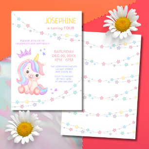 Convites Aniversário de criança Unicorn de Banner Leve das