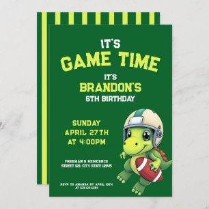 Convites Aniversário de criança Verde de Dinossauro de Fute