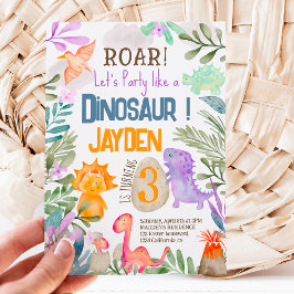 Convites Aniversário de criança verde de dinossauros de aqu