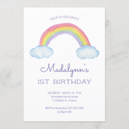 Convites Aniversário de crianças arco-íris e gotas de água