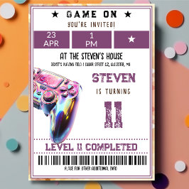 Convites Aniversário de crianças com videogames