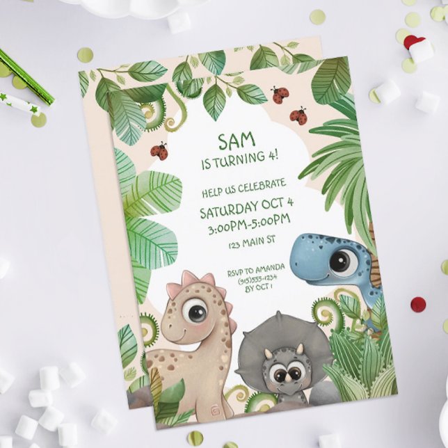 Convites Aniversário de Crianças Dinossauro Dino (Dinosaur Birthday Party Invitations)