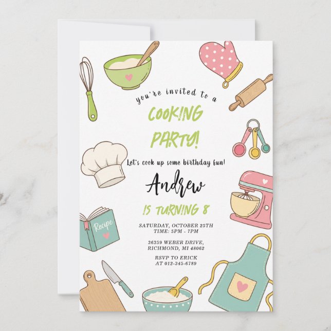 Convites Aniversário de Culinária Junior Pessoal (Frente)