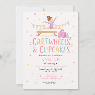Convites Aniversário de Cupcake de Ginástica Personalizado