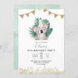 Convites Aniversário de Cute Koala Greenery Kid<br><div class="desc">Aniversário de Cute Koala Greenery Kid</div>