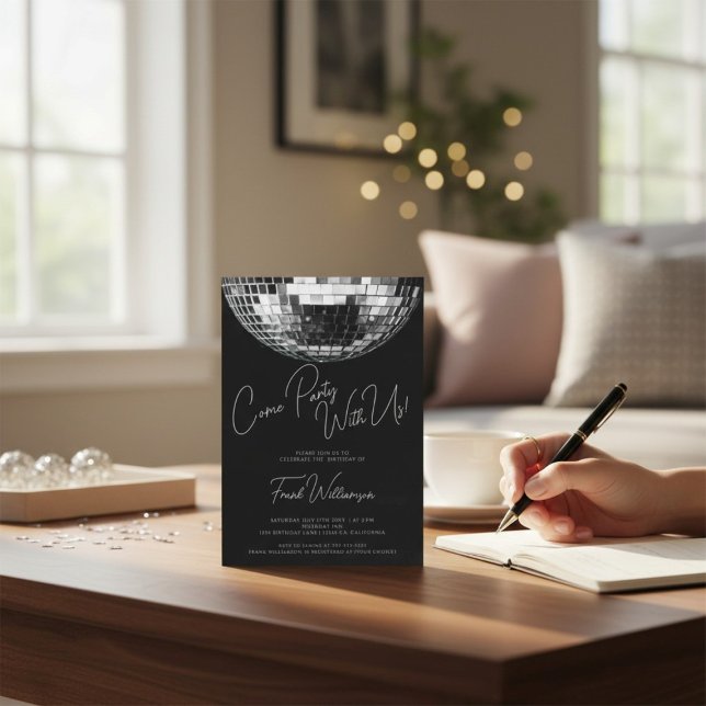 Convites Aniversário de dança moderna e negra da discoteca (Criador carregado)