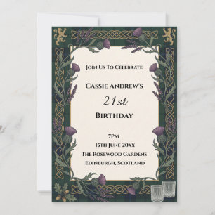Convites Aniversário de Data Marcante com Floral Verde Escu