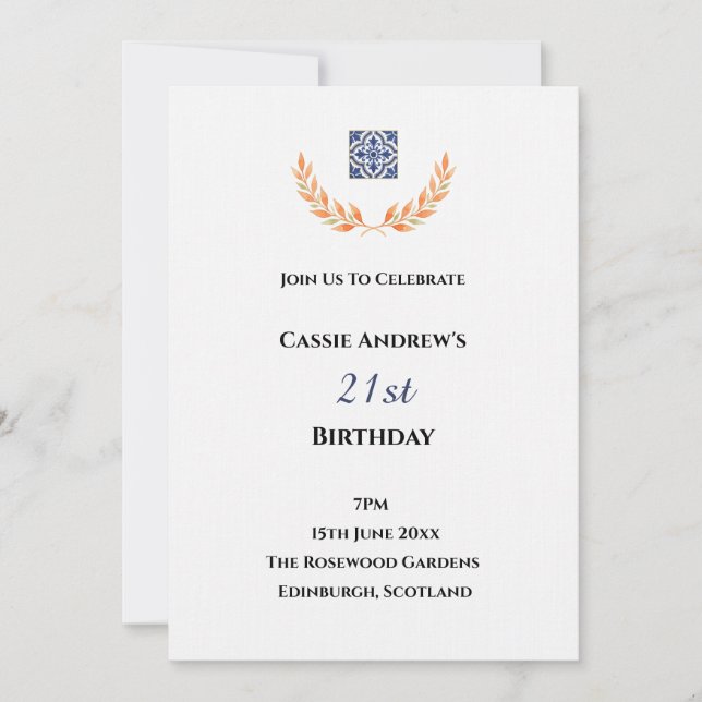 Convites Aniversário de Data Marcante Minimal Branco (Frente)