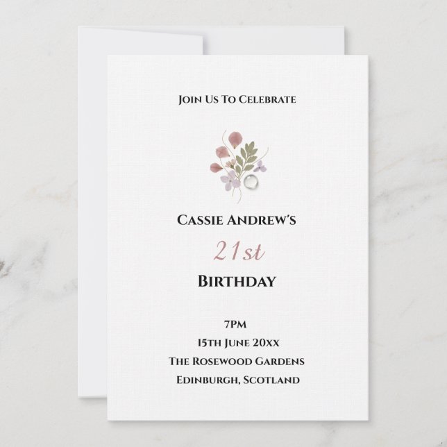 Convites Aniversário de Data Marcante Minimal Branco (Frente)