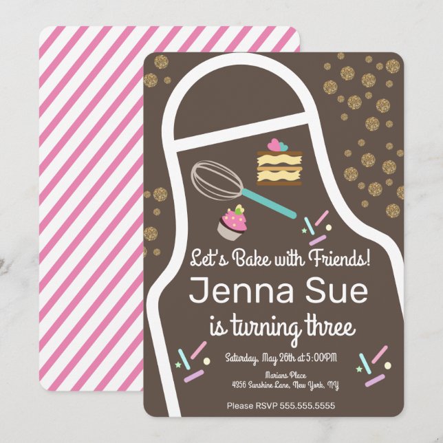 Convites Aniversário de Decoração de Cupcakes de aspersor (Frente/Verso)