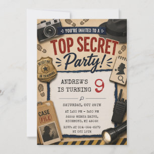 Convites Aniversário de Detetive Misterioso Personalizado p