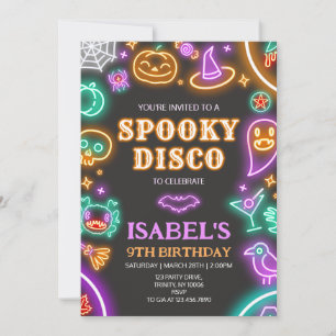 Convites Aniversário de Dia das Bruxas de Disco Spooky