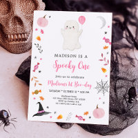 Aniversário de Dia das Bruxas Fantasma Rosa