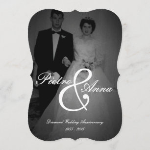 Convites Aniversário de Diamante com Borda Vintage   Borda 
