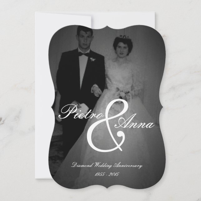 Convites Aniversário de Diamante com Eu Antigo | Borda de A (Frente)