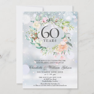 Convites Aniversário de Diamante de 60 anos Floral de Inver